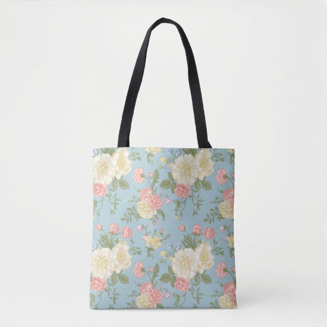 Bolsa Tote Garden Peony Floral Patterno (Frente)