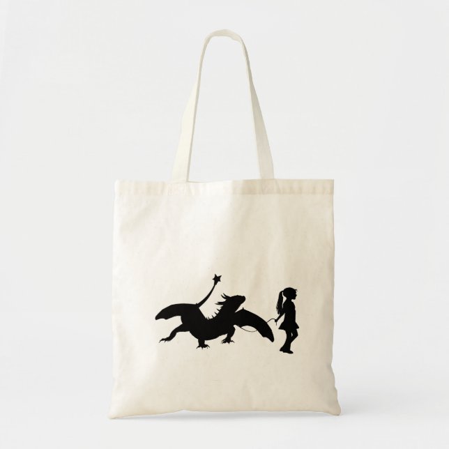 Bolsa Tote Garota Andando Seu Dragão Pet Dragon Engraçado Ide (Frente)