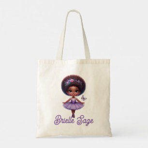 Bolsa Tote Garota Ballerina Púrpura e doce afro