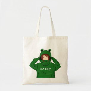 Bolsa Tote Garota bonita com desenho Sapo verde