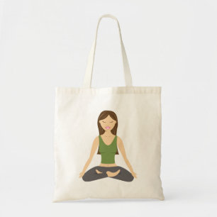 Bolsa Tote Garota Bonita De Yoga Sentada Na Ilustração De Lot