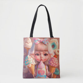 Bolsa Tote Garota bonita Kawaii com sorvetes