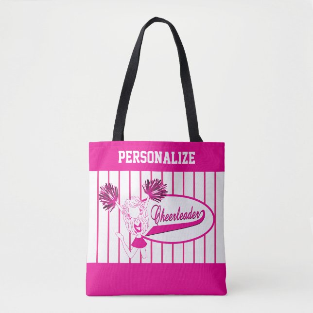 Bolsa Tote Garota Cheerleader rosa e branca (Frente)