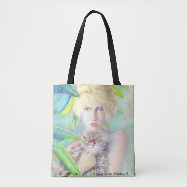 Bolsa Tote Garota com gato (Frente)