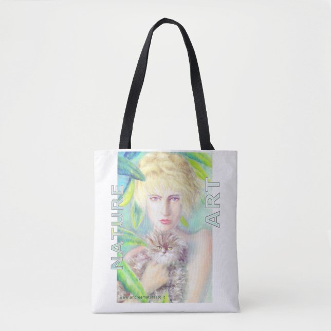 Bolsa Tote Garota com gato (Frente)