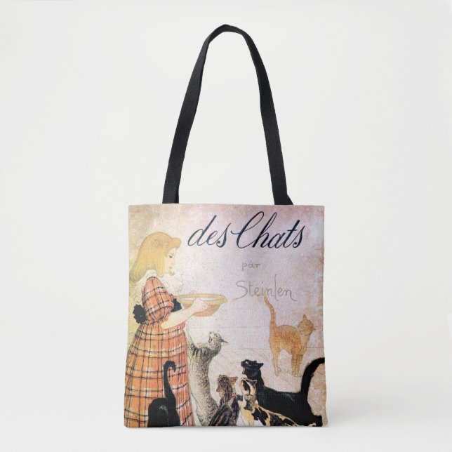 Bolsa Tote Garota com gatos, Alexandre Steinlen (Frente)