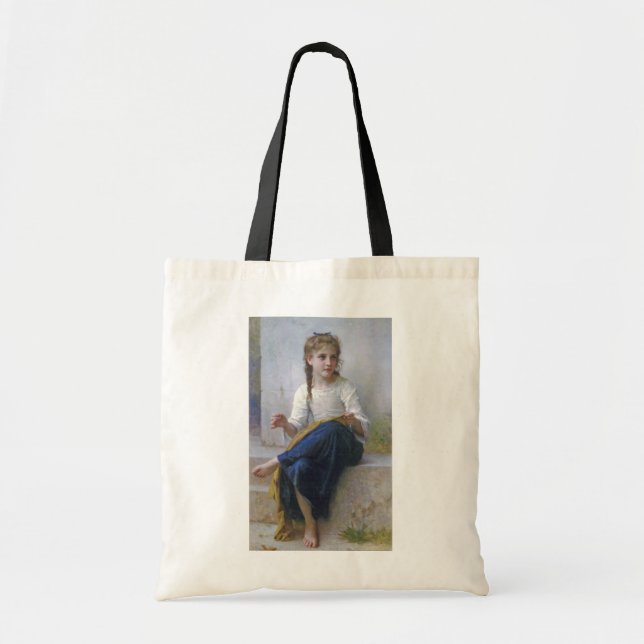 Bolsa Tote Garota costurando, Bouguereau (Frente)