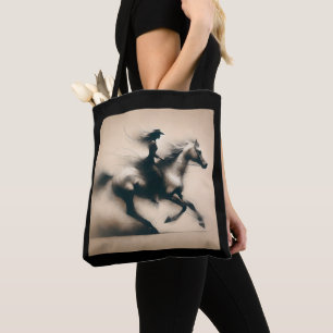 Bolsa Tote Garota Cowgirl Andando um Cavalo,