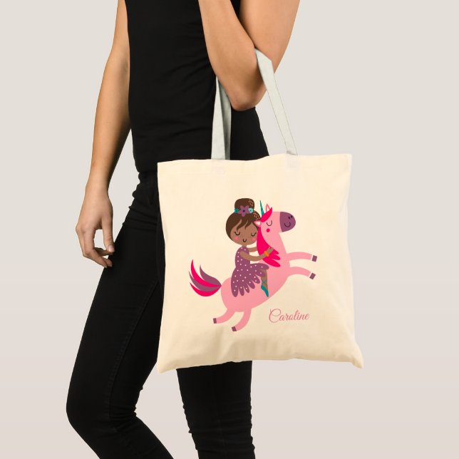 Bolsa Tote Garota de Brunette Caçada no Unicórnio (Frente (produto))