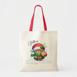 Bolsa Tote Garota de Natal segurando cozinheiros Feliz Natal
