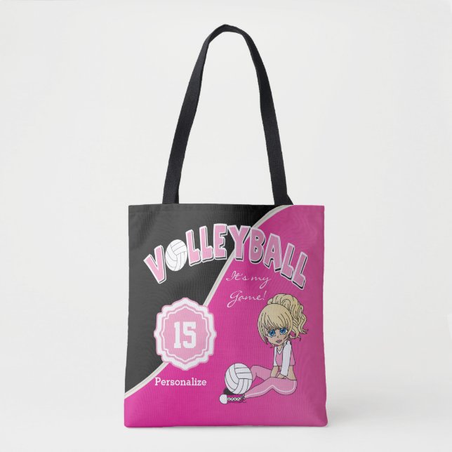 Bolsa Tote Garota de Voleibol Rosa (Frente)