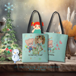 Bolsa Tote Garota doce insuportável e Urso de Teddy em Teal