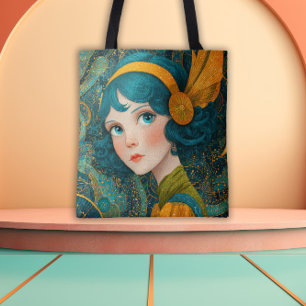Bolsa Tote Garota Flapper Art Déco dos Anos 1920