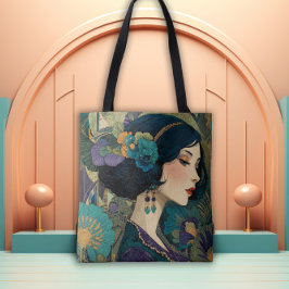 Bolsa Tote Garota Flapper Art Déco dos Anos 1920