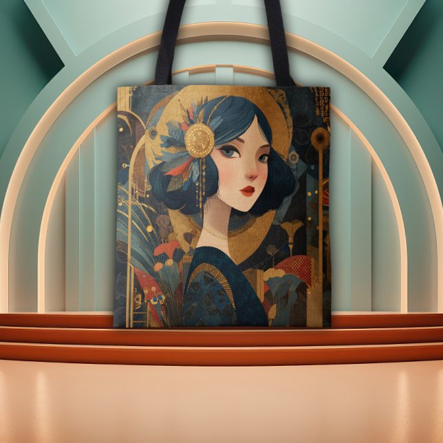 Bolsa Tote Garota Flapper Art Déco dos Anos 1920 (Criador carregado)