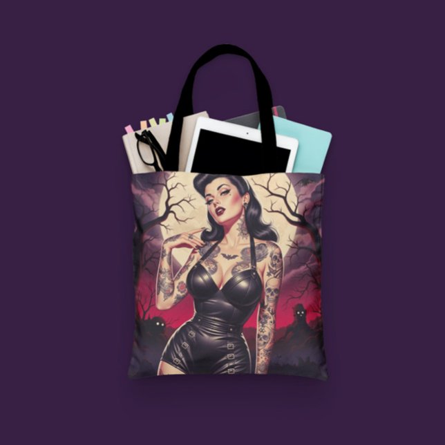 Bolsa Tote Garota Gótica Retro (Criador carregado)