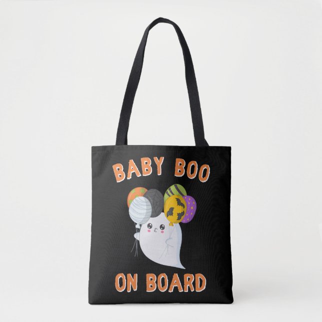 Bolsa Tote Garota Halloween BABY BOO em Camisa Conselho femin (Frente)