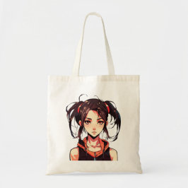 Bolsa Tote Garota Manga Encantadora: Ilustração Vetorial Anim