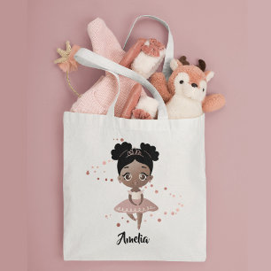 Bolsa Tote Garota Pequena com Balé Dançante Coroa, Rosa e Cas