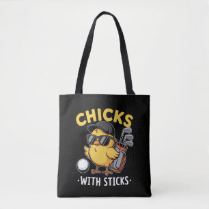 Bolsa Tote Garotas com Sticks Garota Golfista Clube de Golfe