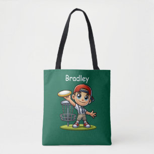 Bolsa Tote Garotinho Bonito Jogando Golfe De Disco Personaliz