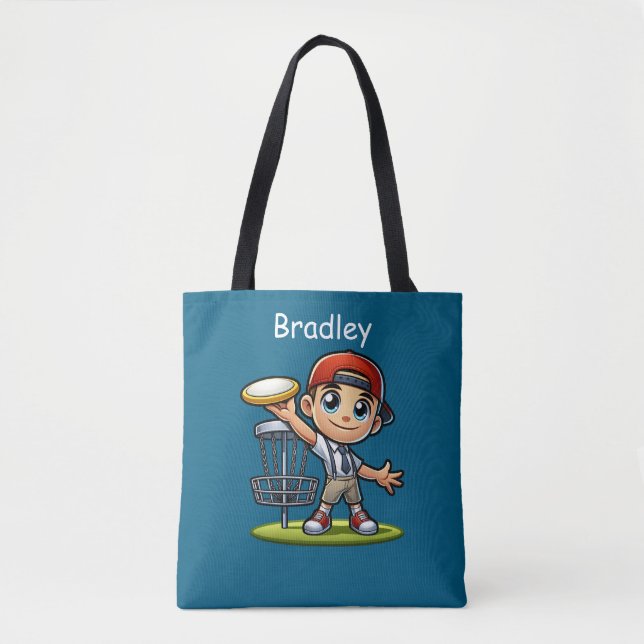 Bolsa Tote Garotinho Bonito Jogando Golfe De Disco Personaliz (Frente)