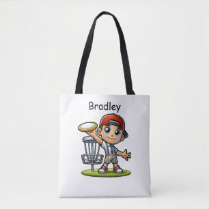 Bolsa Tote Garotinho Bonito Jogando Golfe De Disco Personaliz