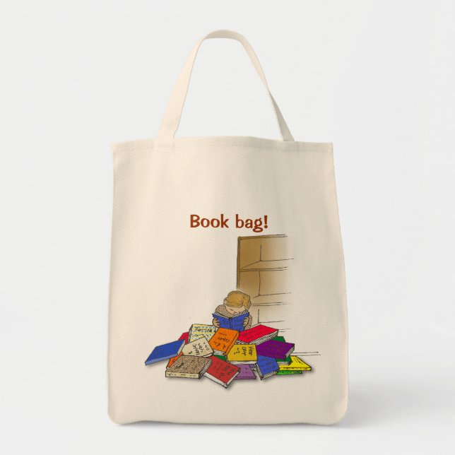 Bolsa Tote Garoto criança cercado de livros. (Frente)