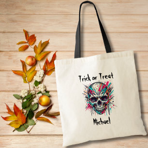 Bolsa Tote Garoto Halloween Trick ou Treine saco Abstrato