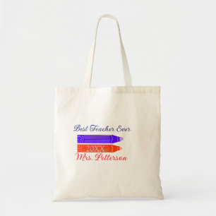 Bolsa Tote Garrafa azul vermelha que melhor professor já adic
