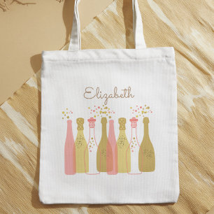 Bolsa Tote Garrafa de Champanhe Retro Personalizada Anos 60 