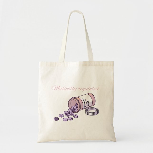 Bolsa Tote Garrafa de Comprimidos Rosa Fofa Medicamente Regul (Frente)
