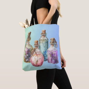 Bolsa Tote Garrafa de Poção de Feitiçaria Halloween Pastel