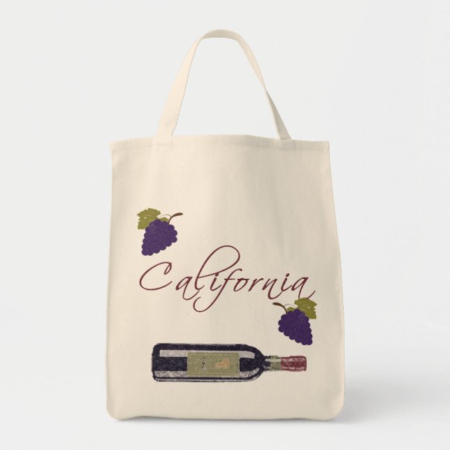 Bolsa Tote Garrafa de Vinho Vintage Califórnia (Frente)