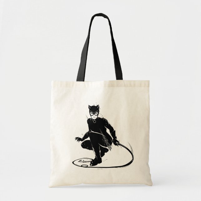 Bolsa Tote Gata Borralheira Pose de Pincel de Tinta (Frente)
