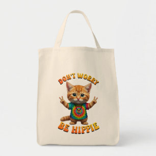 Bolsa Tote Gata hippie feliz boho kitten gato