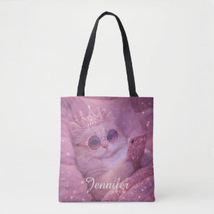 Bolsa Tote Gata Princesa Mimada Enviando Mensagens na Cama