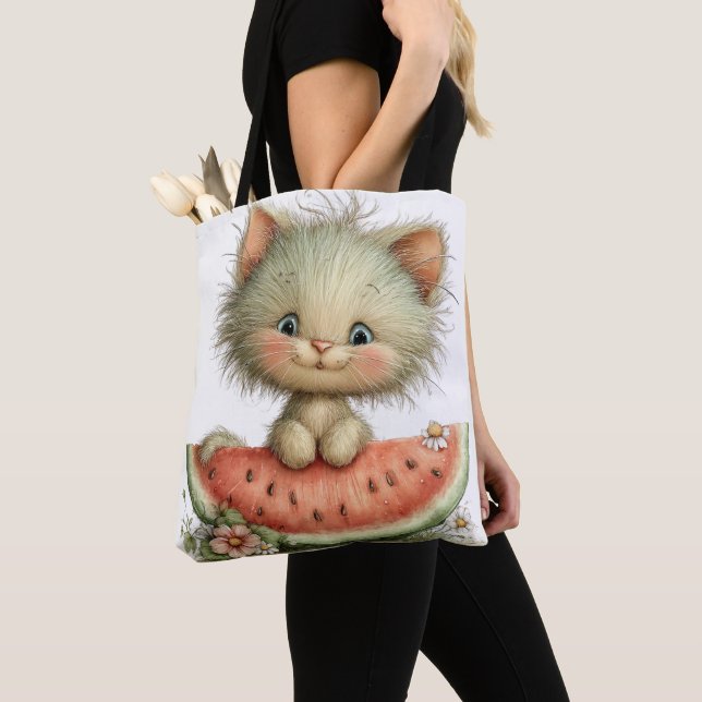 BOLSA TOTE GATINHO ADORÁVEL E EXCÊNTRICO COM TEMA DE VERÃO (Close Up)