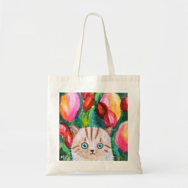 Bolsa Tote Gatinho bonitinho na Arte de Gato Adorável do Jard (Frente)