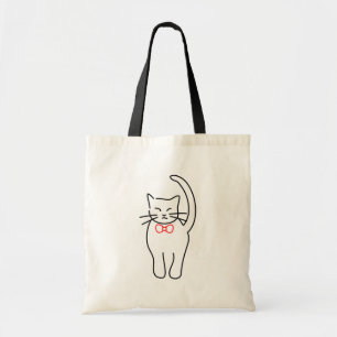 Bolsa Tote Gatinho bonito com arco vermelho
