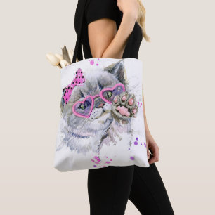 Bolsa Tote Gatinho bonito da aguarela