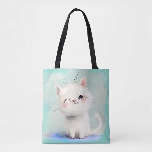 Bolsa Tote Gatinho Branco Bonito (Frente)