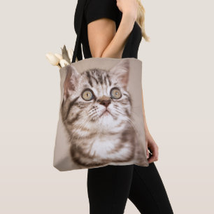 Bolsa Tote Gatinho britânico cinzento bonito do cabelo curto