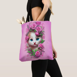 Bolsa Tote Gatinho Chique, Rosa Rosa Rosa Rosa