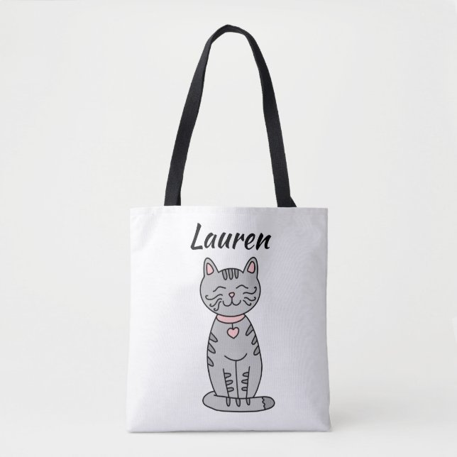 Bolsa Tote Gatinho Cinza Personalizado (Frente)