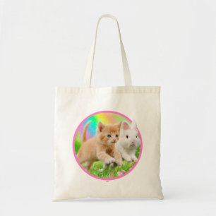 Bolsa Tote Gatinho & coelho com arco-íris