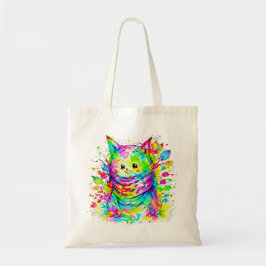 Bolsa Tote "Gatinho Colorido na Felicidade do Outono"