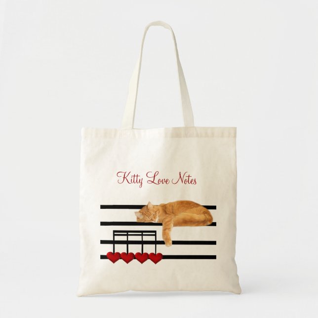 Bolsa Tote gatinho de amor musical (Frente)