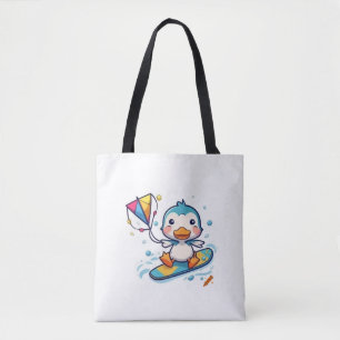 Bolsa Tote "Gatinho de Batida de Cartoon Bonito - Fundo Branc