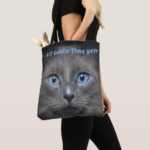 Bolsa Tote Gatinho De cinzas Com Olhos Azuis - Já É Hora De
